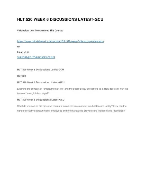 hlt 520 week 6 discussions latest gcu
