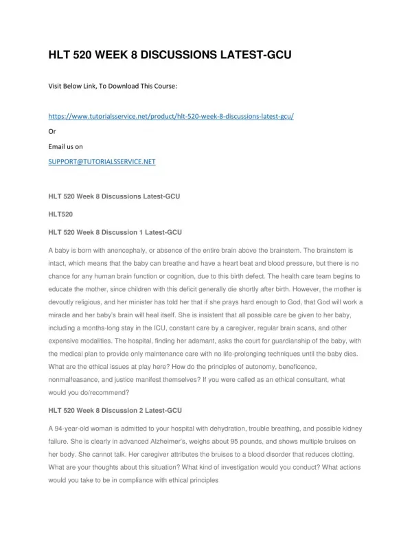 hlt 520 week 8 discussions latest gcu