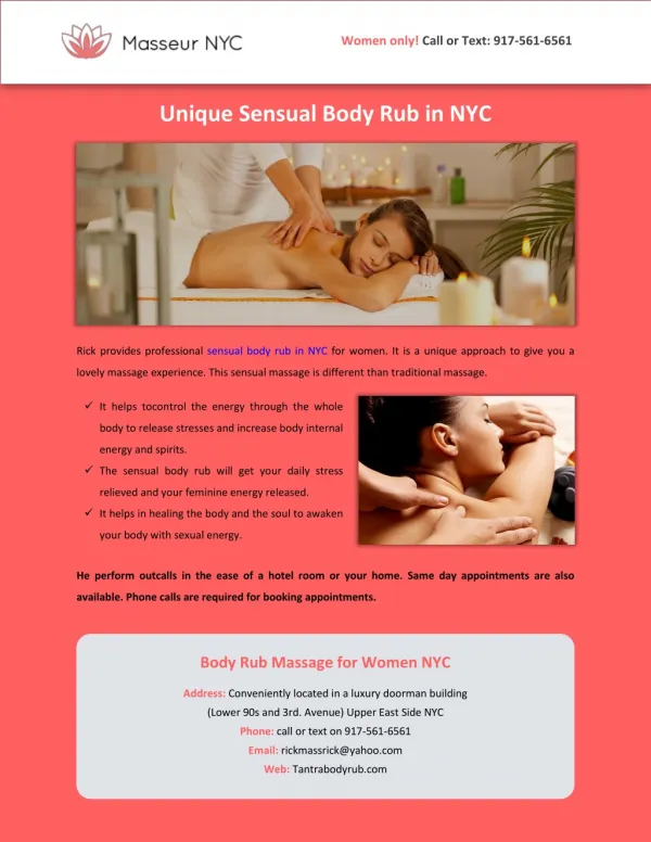 Unique Sensual Body Rub in NYC