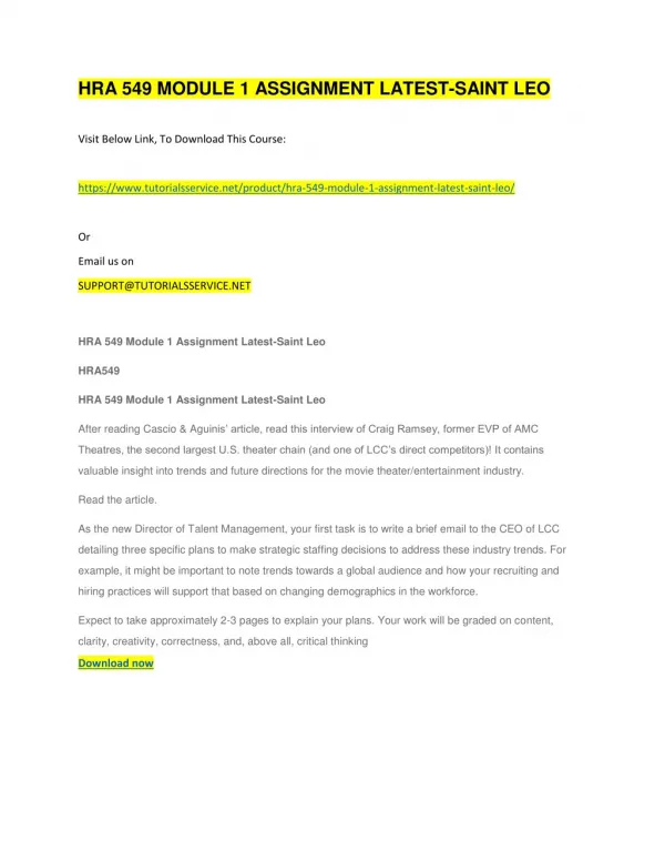 hra 549 module 1 assignment latest saint leo