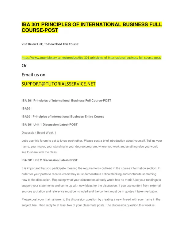 iba 301 principles of international business full