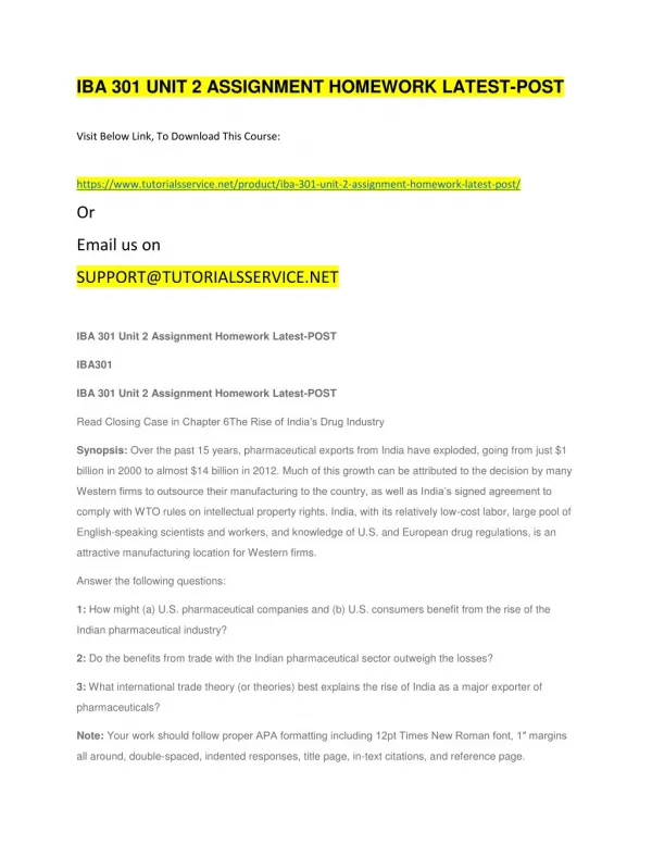 iba 301 unit 2 assignment homework latest post