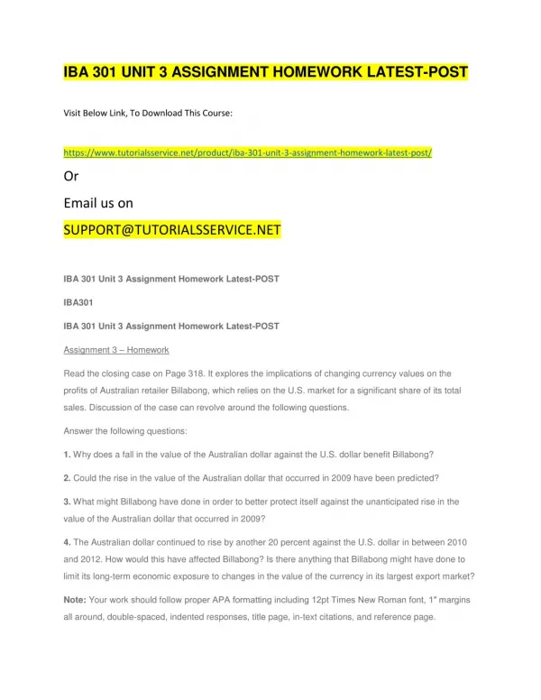 iba 301 unit 3 assignment homework latest post