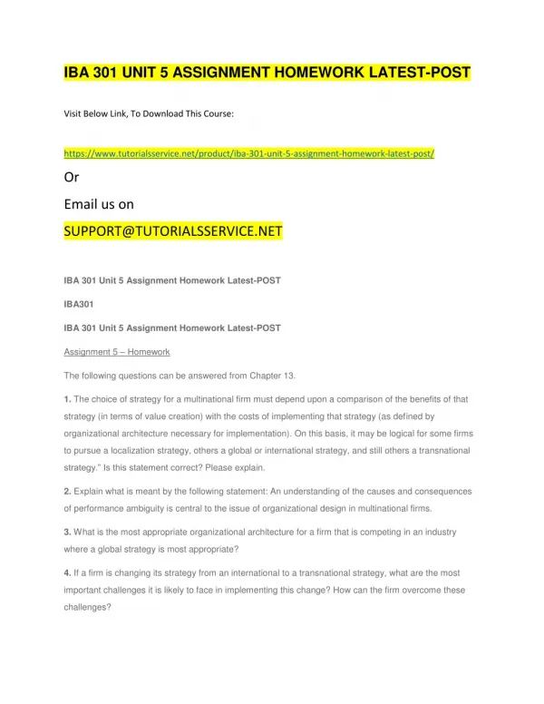 iba 301 unit 5 assignment homework latest post