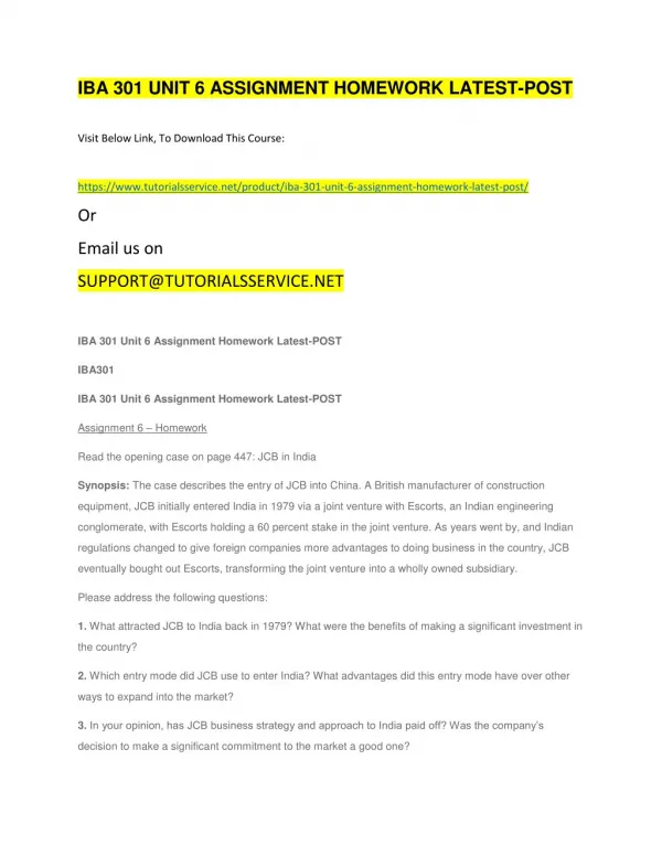 iba 301 unit 6 assignment homework latest post