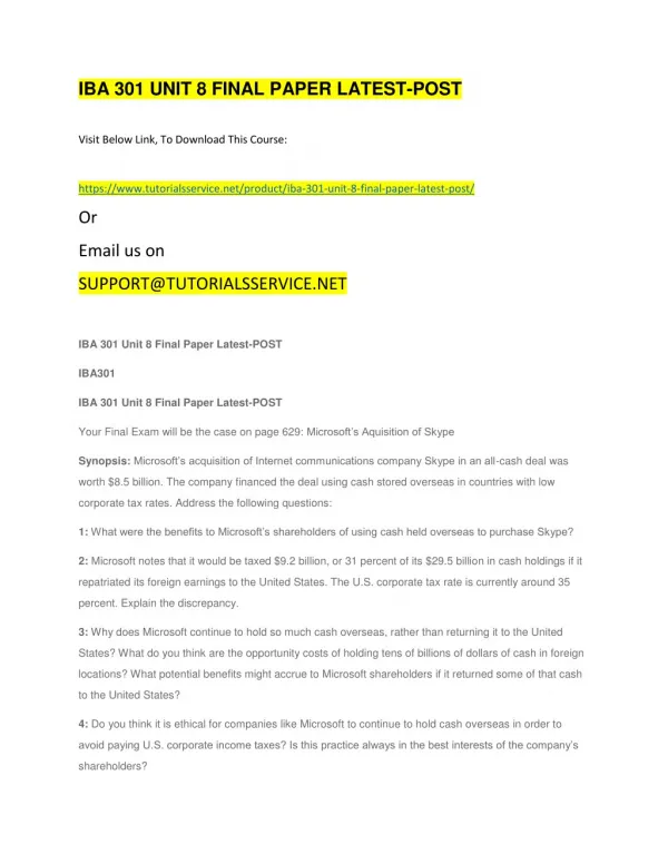 iba 301 unit 8 final paper latest post