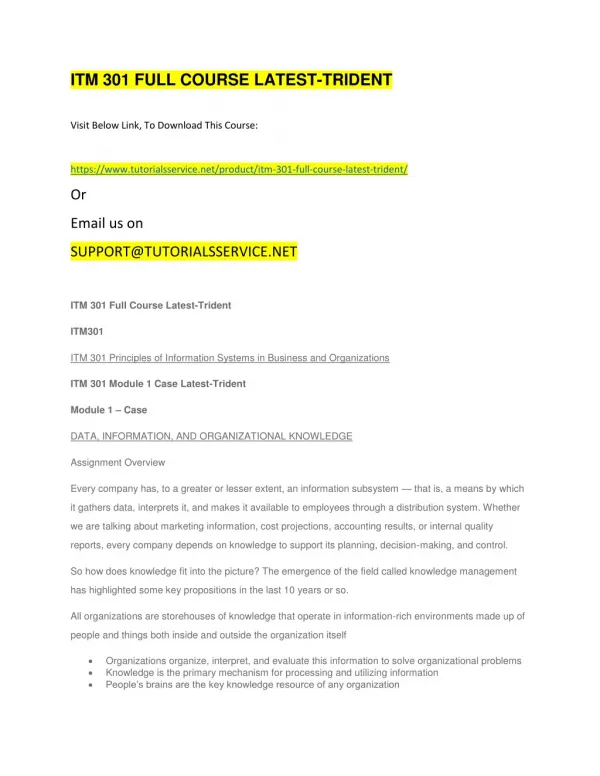 itm 301 full course latest trident