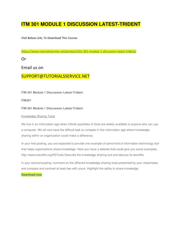 itm 301 module 1 discussion latest trident