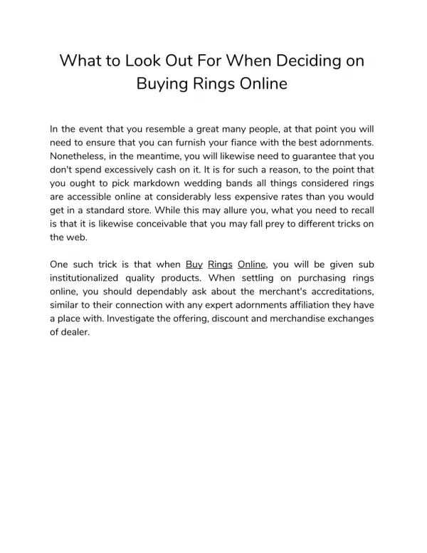 What to Look Out For When Deciding on Buying Rings Online