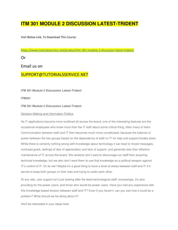 itm 301 module 2 discussion latest trident