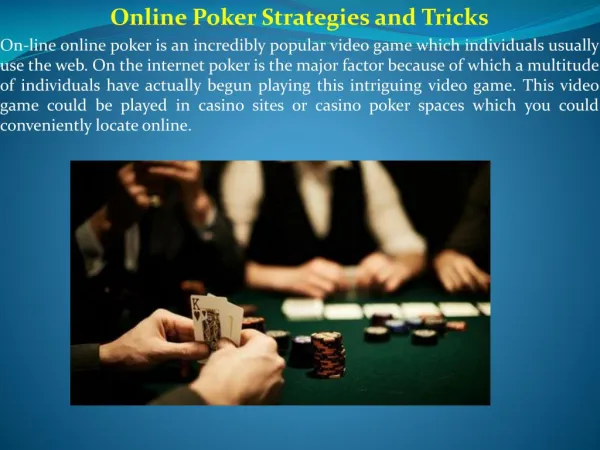 Online Poker Strategies and Tricks