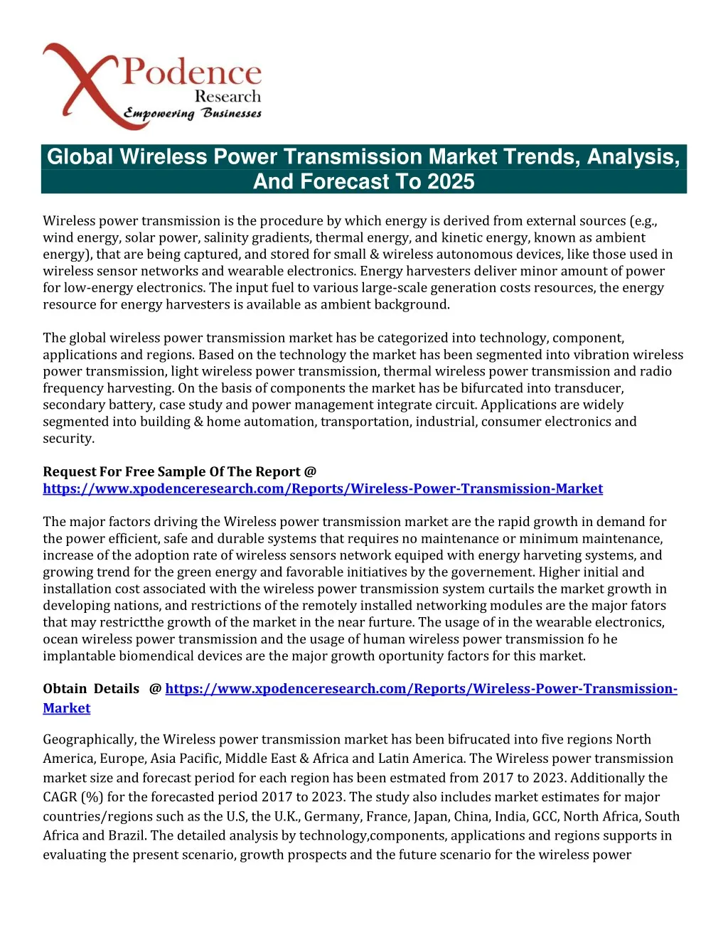 global wireless power transmission market trends