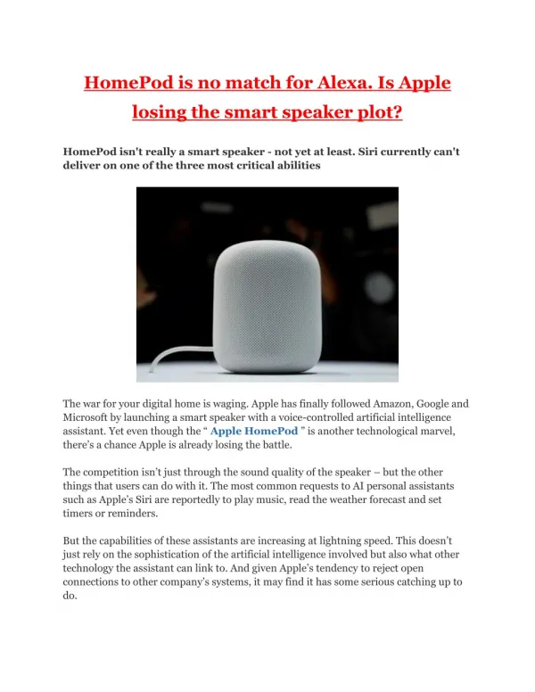 HomePod is no match for Alexa. Is Apple losing the smart speaker plot?