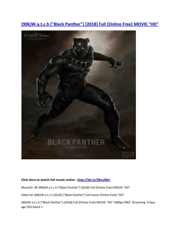 {90k}W.a.t.c.h ("Black Panther") [2018] FULL MOvIe STREAMING "HD"