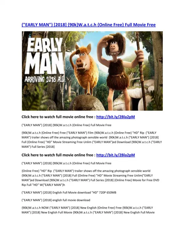 ("EARLY MAN") [2018] {90k}W.a.t.c.h {Online Free} Full Movie Free