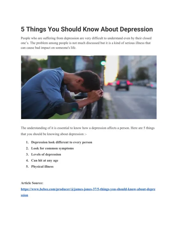 5 Things You Should Know About Depression