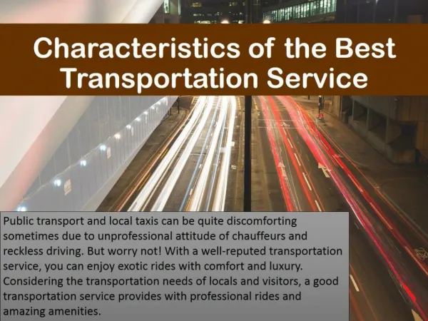 Characteristics of the Best Transportation Service