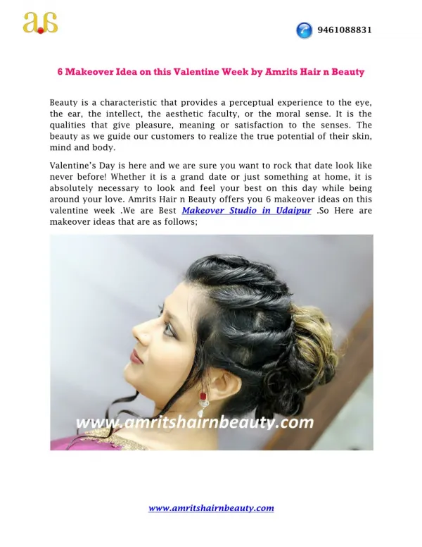 6 Makeover Idea on this Valentine Week by Amrits Hair n Beauty