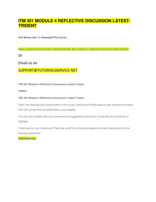 itm 301 module 4 reflective discussion latest