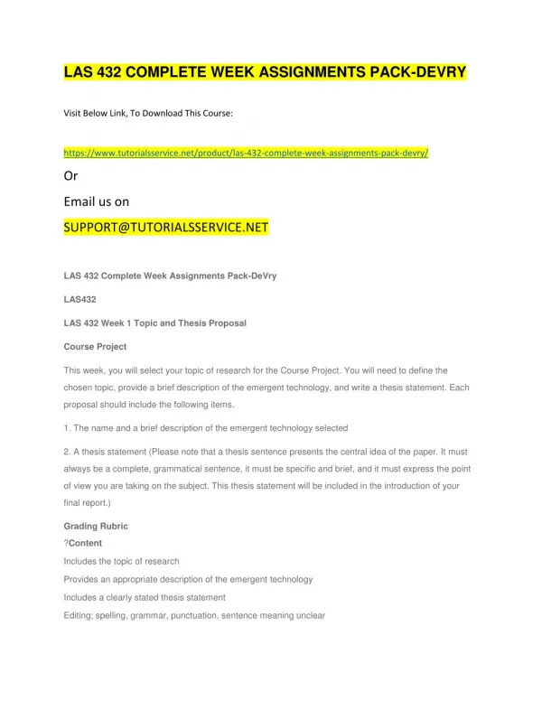 las 432 complete week assignments pack devry