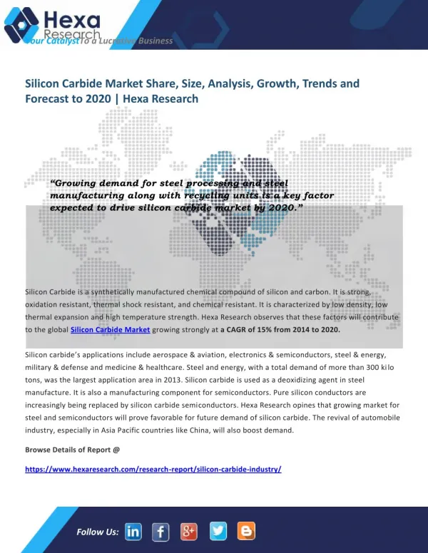 Silicon Carbide Industry Analysis Report till 2020