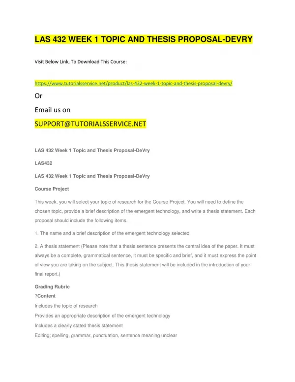 las 432 week 1 topic and thesis proposal devry