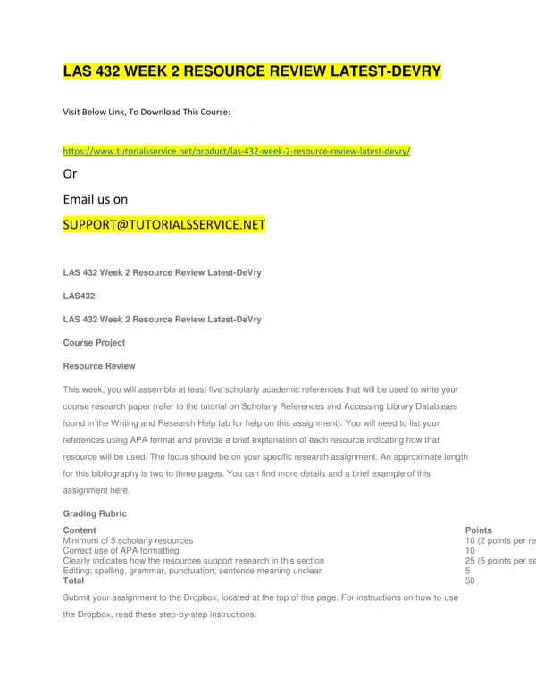las 432 week 2 resource review latest devry