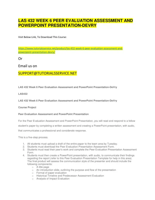 las 432 week 6 peer evaluation assessment