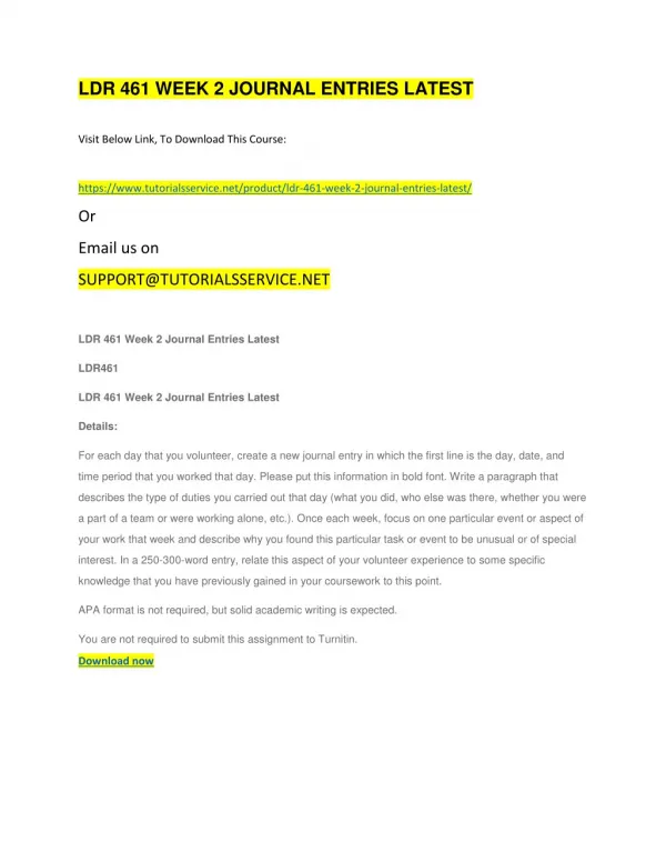 ldr 461 week 2 journal entries latest