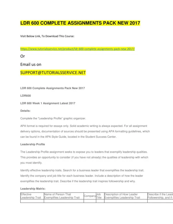 ldr 600 complete assignments pack new 2017