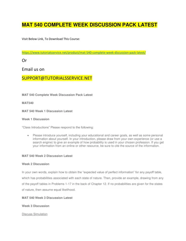 mat 540 complete week discussion pack latest