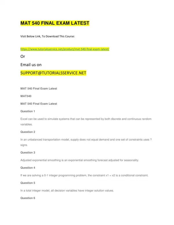 mat 540 final exam latest