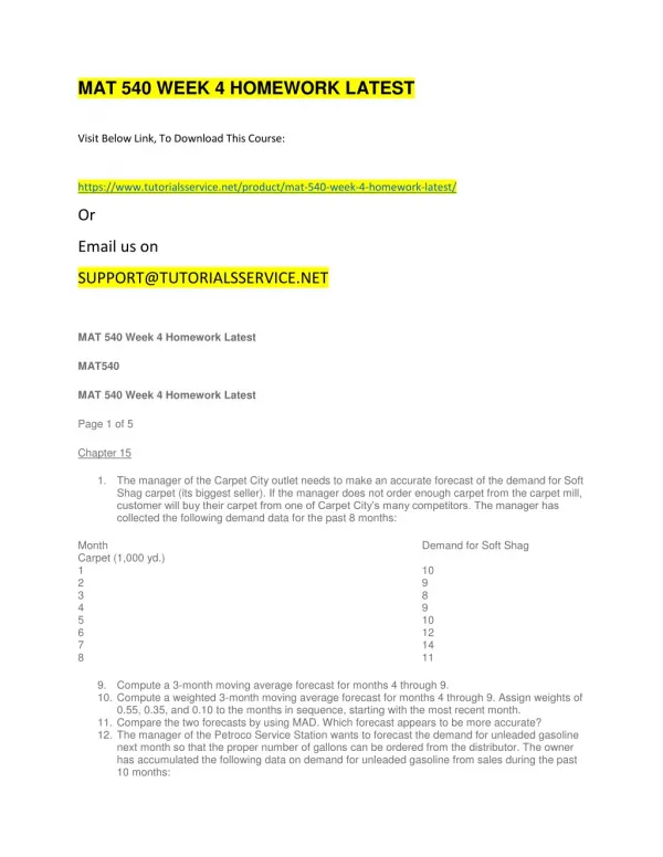 mat 540 week 4 homework latest