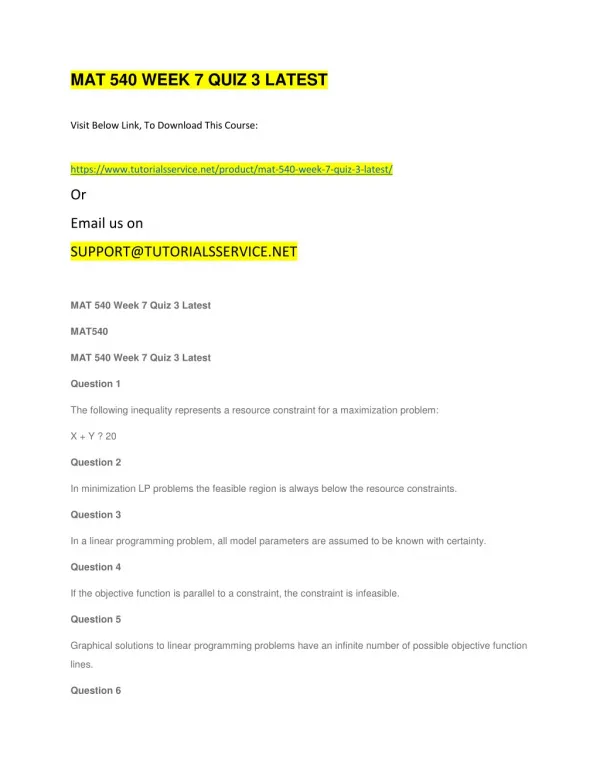 mat 540 week 7 quiz 3 latest