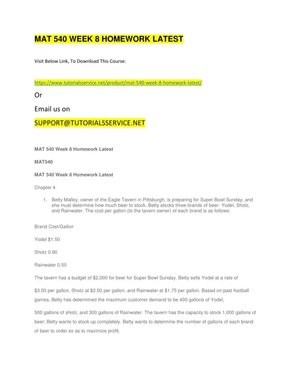 mat 540 week 8 homework latest