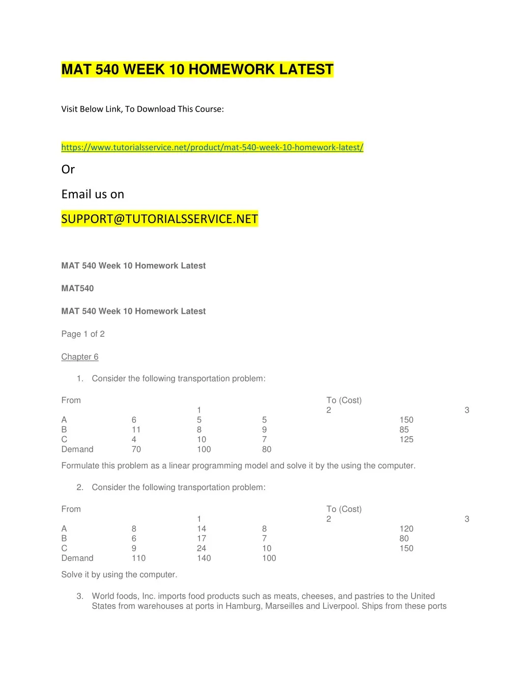 mat 540 week 10 homework latest