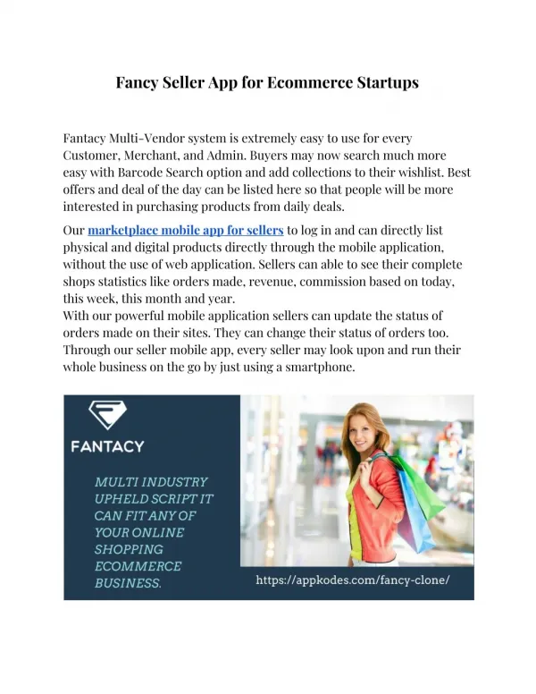 Fantacy Seller App Ecommerce for startups