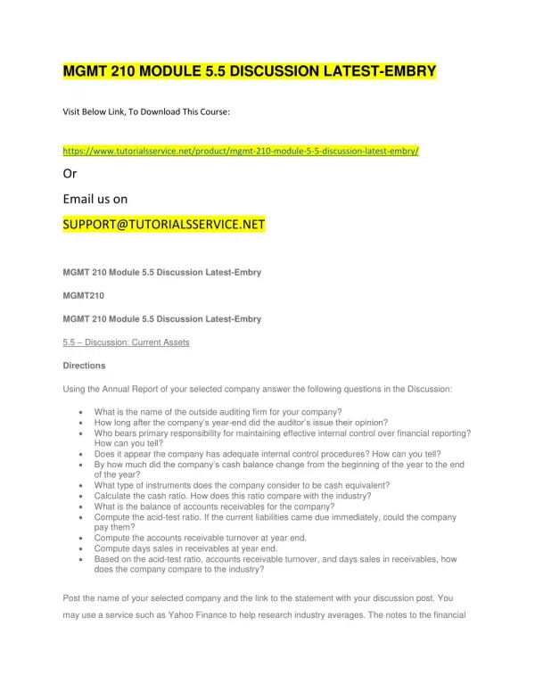 mgmt 210 module 5 5 discussion latest embry
