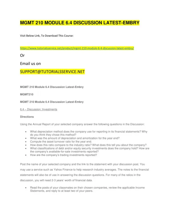 mgmt 210 module 6 4 discussion latest embry