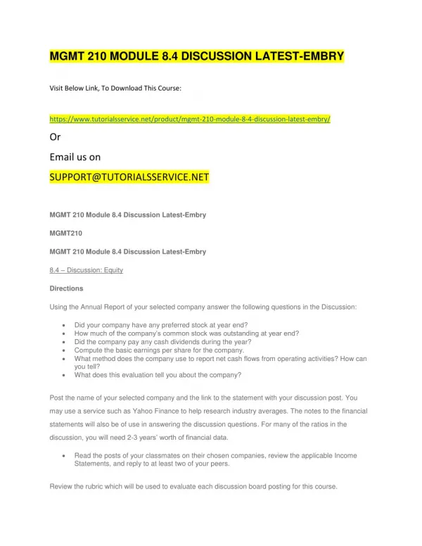 mgmt 210 module 8 4 discussion latest embry