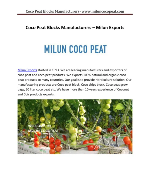 Coco Peat Blocks Manufacturers