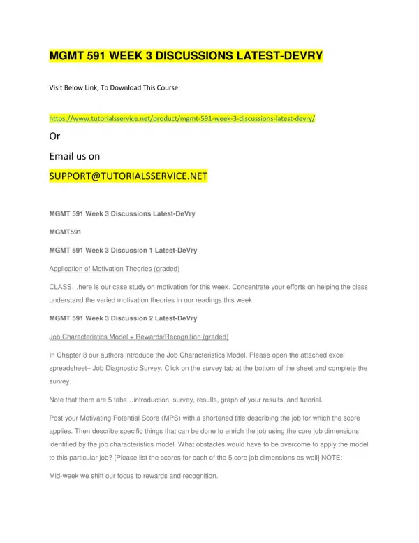 mgmt 591 week 3 discussions latest devry