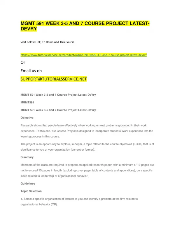 mgmt 591 week 3 5 and 7 course project latest