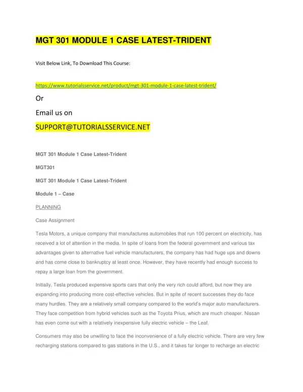 mgt 301 module 1 case latest trident
