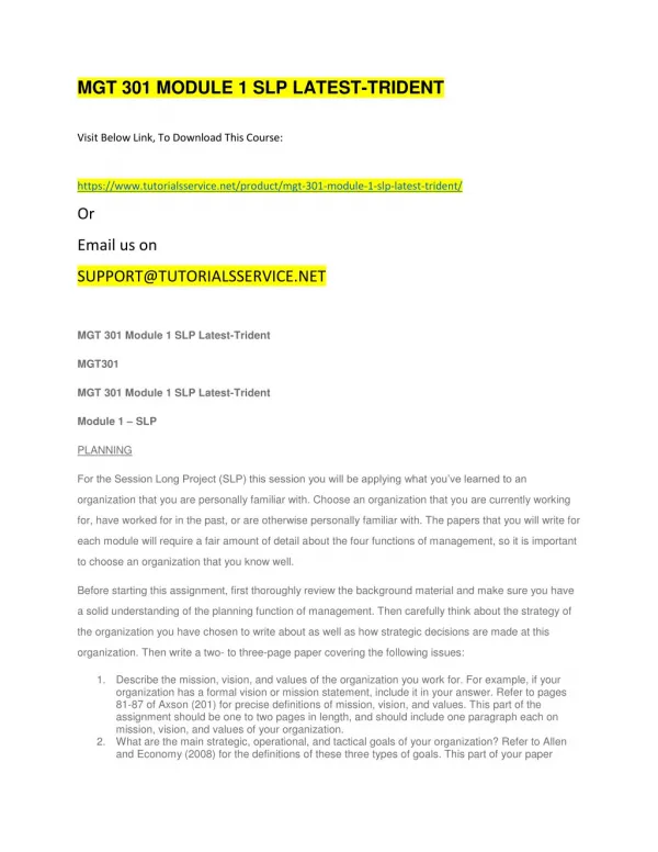 mgt 301 module 1 slp latest trident