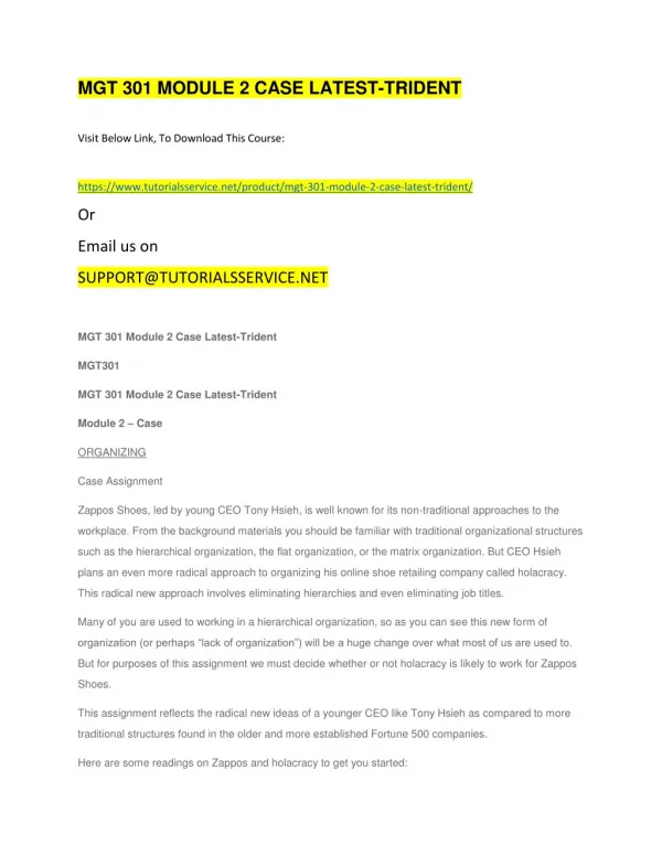 mgt 301 module 2 case latest trident