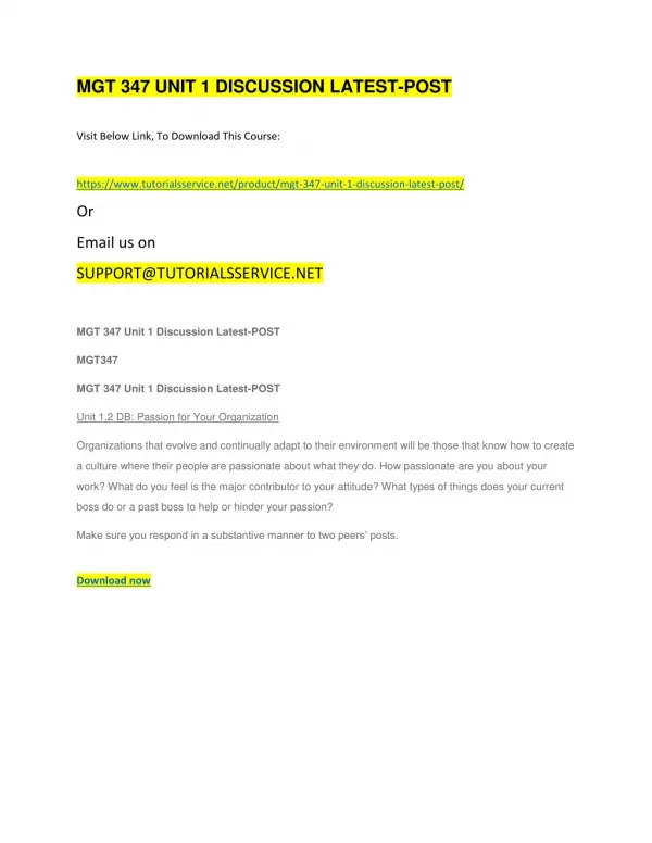 mgt 347 unit 1 discussion latest post