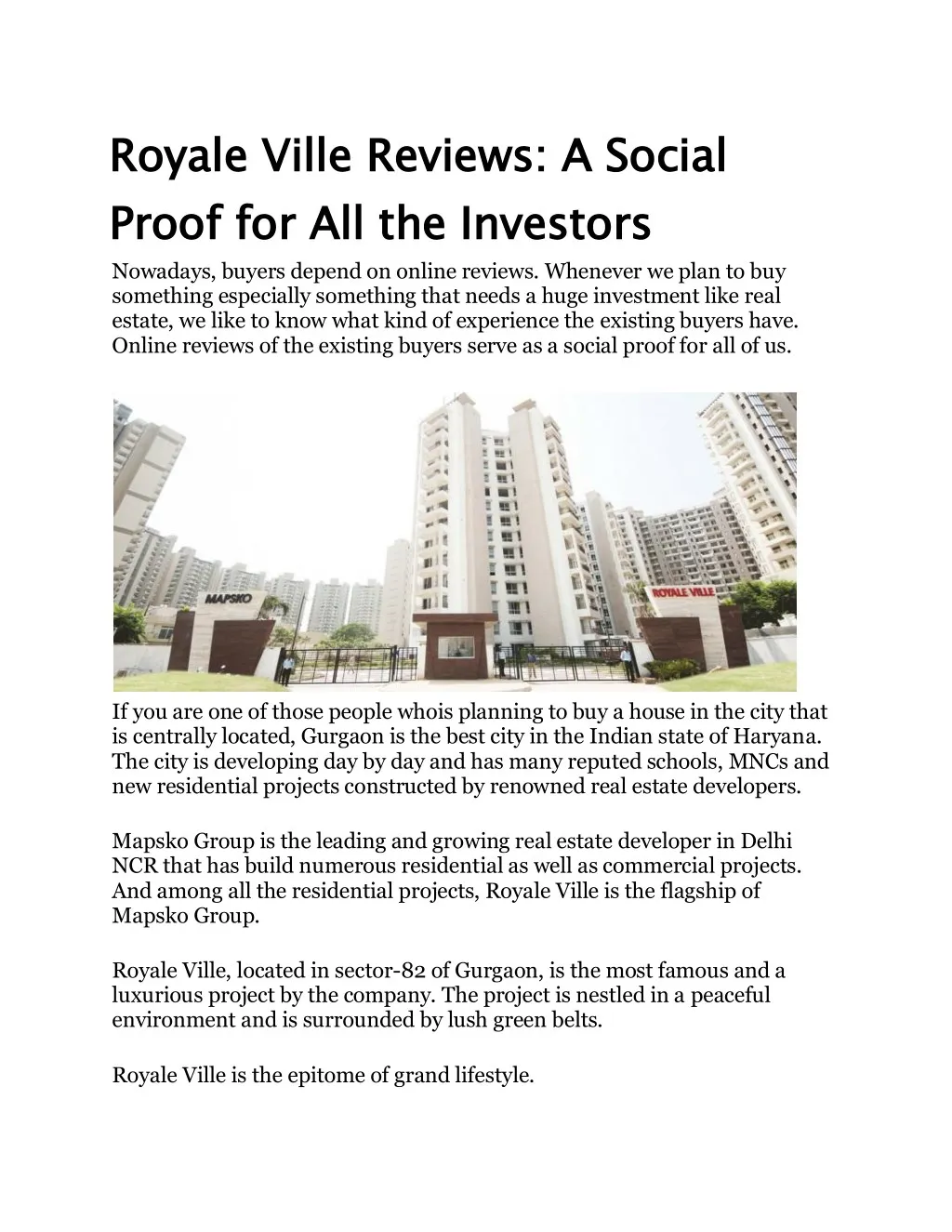 royale ville reviews a social proof