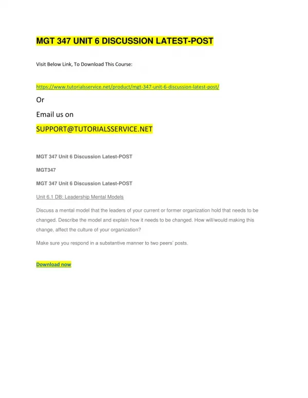 mgt 347 unit 6 discussion latest post