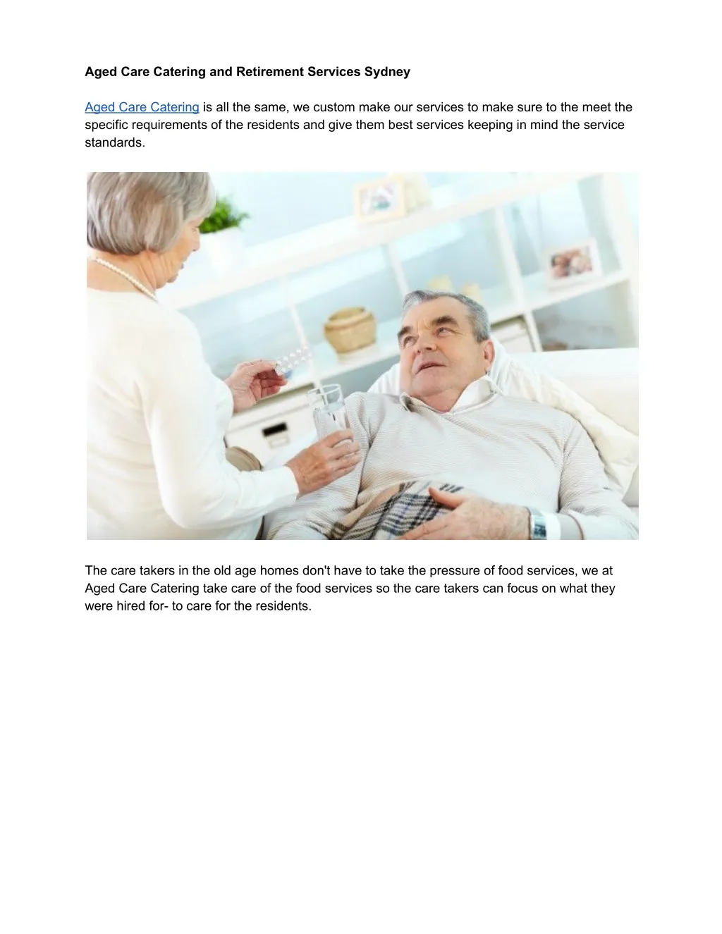 aged care catering and retirement services sydney